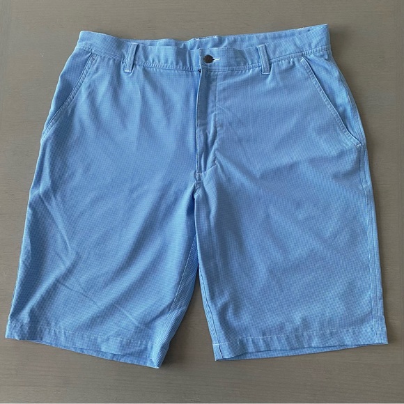 FootJoy Other - Footjoy Shorts Mens 34 Blue Gingham Golf Flat Front Casual Stretch 10" Inseam